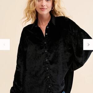 NWOT We The Free La Luna Velvet Buttondown Black Size Large